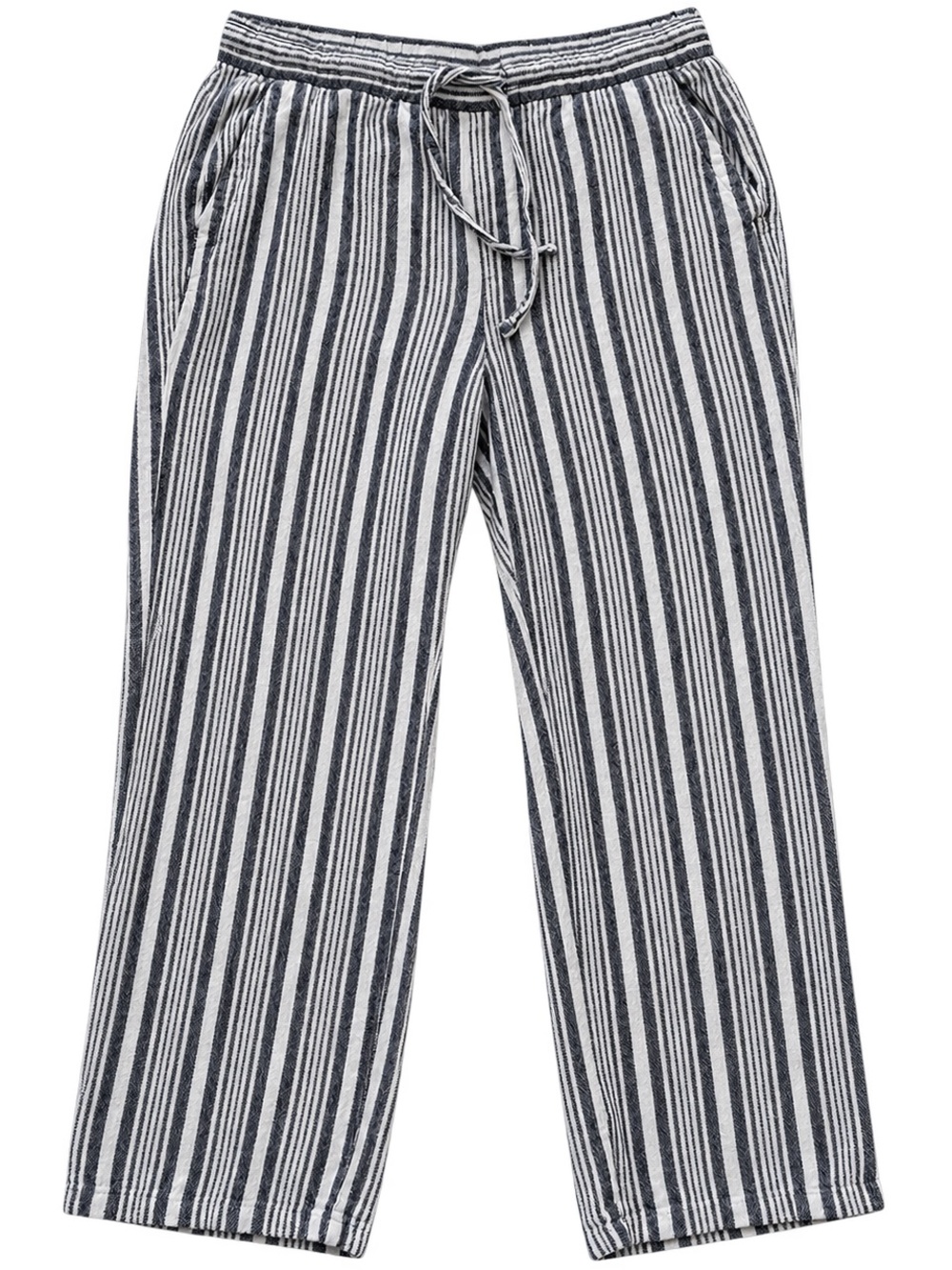 Old Navy Linen Blend Wide Leg Striped Pants Black White Large L
